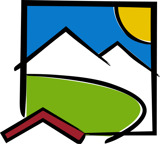 Logo Haus Dschulnigg - Haus mit schneebedeckten Bergen im Hintergrund