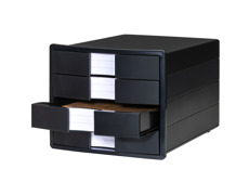 Schubladenbox, ölo-schwarz, vorne, geöffnete Schublade © HAN GmbH & Co. KG Schubladenbox, ölo-schwarz, vorne, geöffnete Schublade