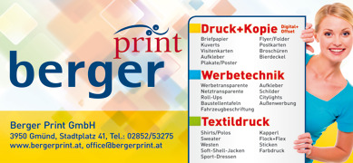Berger Print GmbH Inserat © Berger Print GmbH Berger Print GmbH Inserat