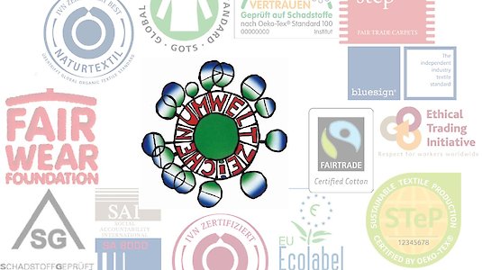 Verschiedene Gütesiegel für Bekleidung Verschiedene Gütesiegel für Bekleidung