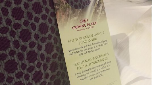 Hotel Crowne Plaza - Hinweis auf Verzicht zu Zimmerreinigung Hotel Crowne Plaza - Hinweis auf Verzicht zu Zimmerreinigung